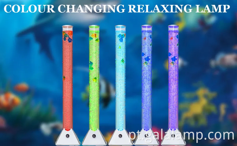 Aquário vibrante de bolha de fantasia LED com peixes coloridos e efeitos de luz